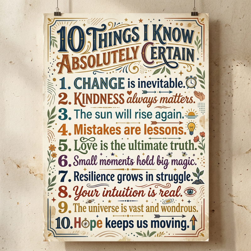 10 Things I Know to Be Absolutely Certain